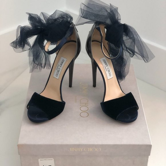 Jimmy Choo Lilyth Mesh Bow Sandals - Picture 1 of 6
